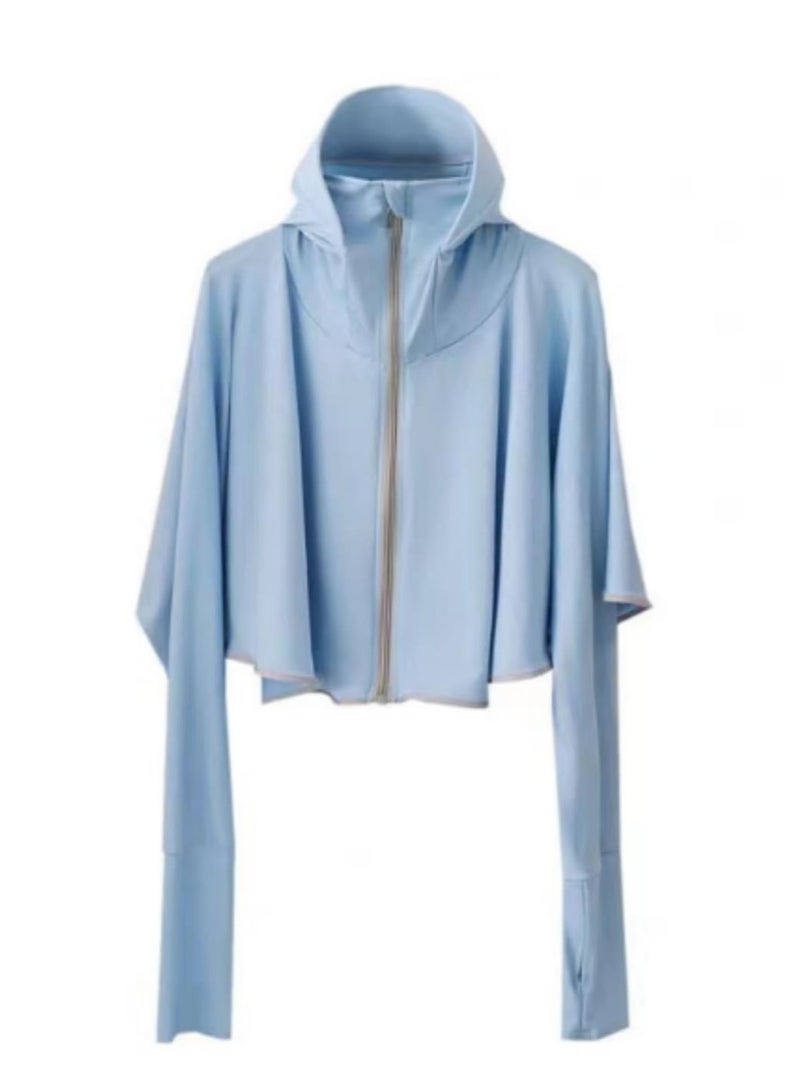 1pcs Ice Silk Sunscreen Women's Short Korean Version of The Breathable Sunscreen Anti-ultraviolet Cycling Skin Windbreaker - Image 1