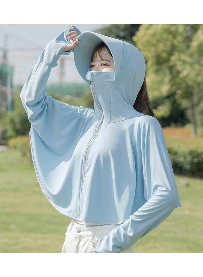 1pcs Ice Silk Sunscreen Women's Short Korean Version of The Breathable Sunscreen Anti-ultraviolet Cycling Skin Windbreaker - Image 2