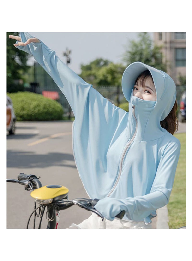 1pcs Ice Silk Sunscreen Women's Short Korean Version of The Breathable Sunscreen Anti-ultraviolet Cycling Skin Windbreaker - Image 3