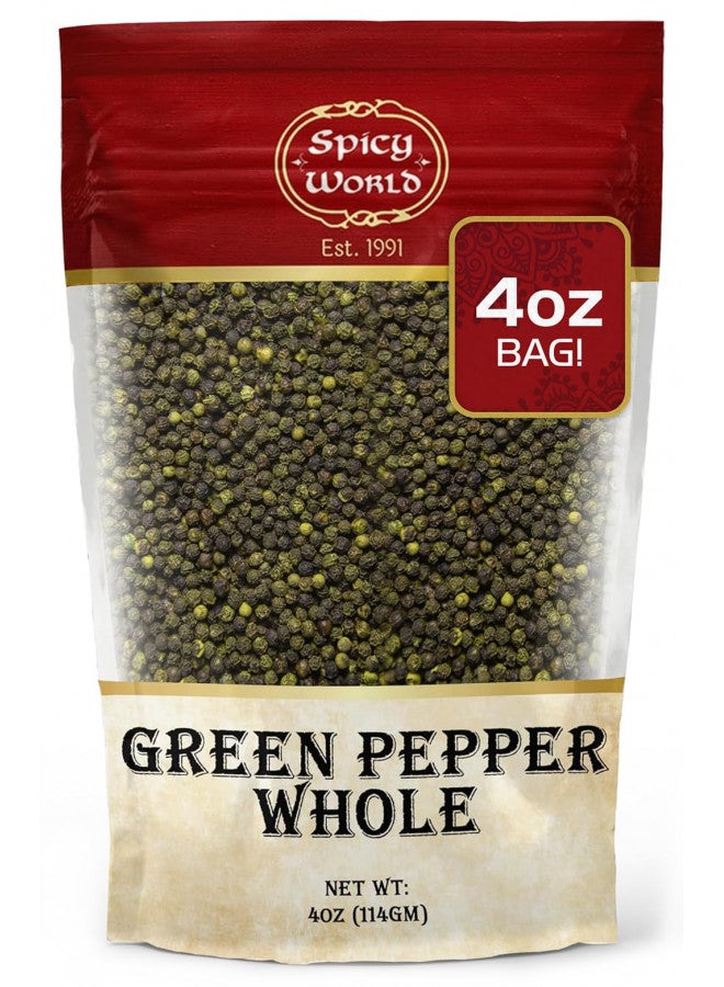Spicy World Whole Green Peppercorns 4 Oz Bag - Steam Sterilized & All Natural - Image 1
