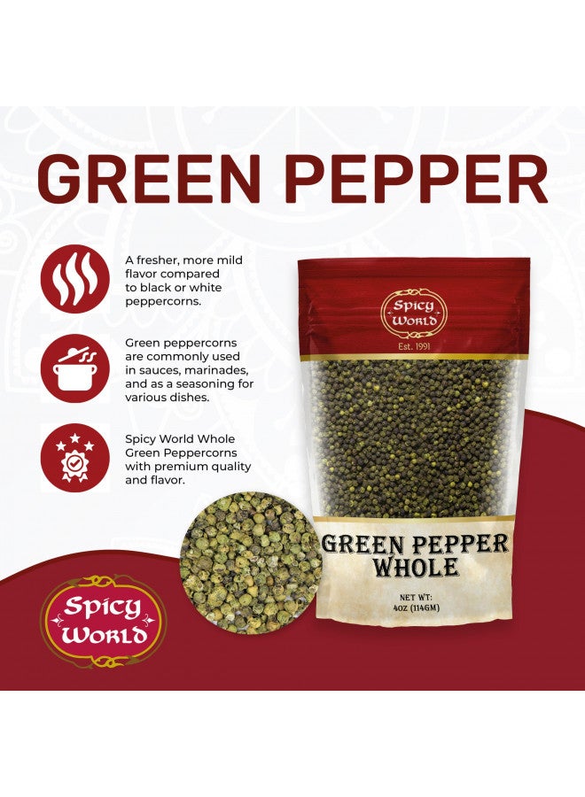 Spicy World Whole Green Peppercorns 4 Oz Bag - Steam Sterilized & All Natural - Image 2