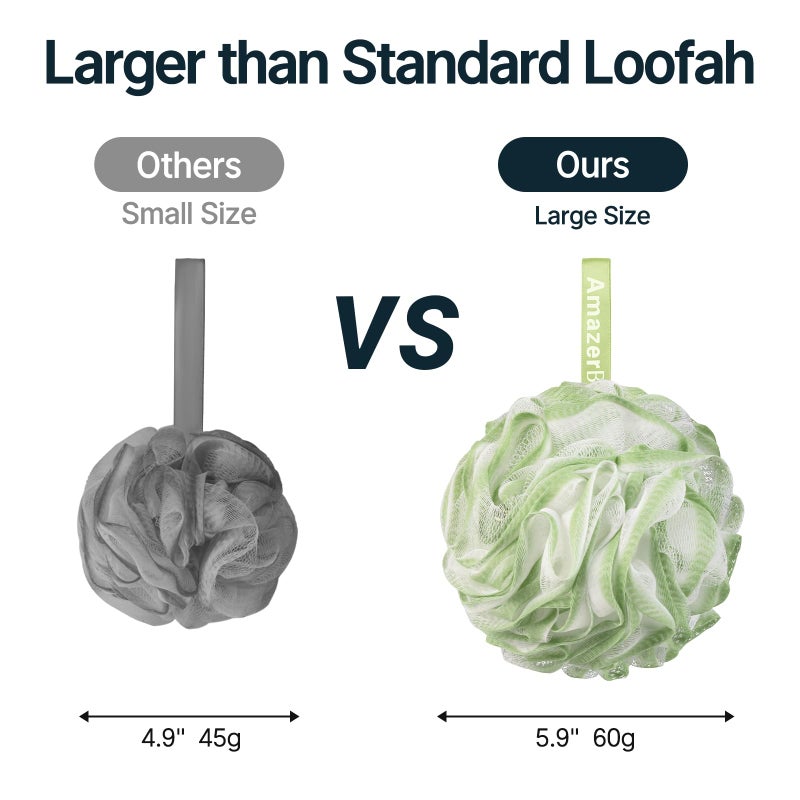 AmazerBath Loofah Sponge, Shower Loofah 60g/PCS - Body Scrubber Loofa Set of 3 Tranquil Tints Trio, Bath Sponge for Men and Women - Image 5