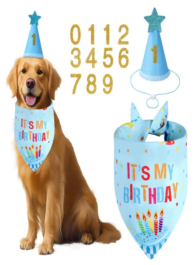 Agroon Dog Birthday Party Supplies with Hat Bandana Numbers, Light Blue Dog Birthday Set for Small Pets Puppy Boy - Image 2