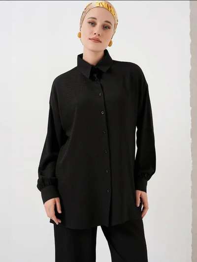 BIG DART BDART Textured Knit Co-Ord Set with Shirt Collar