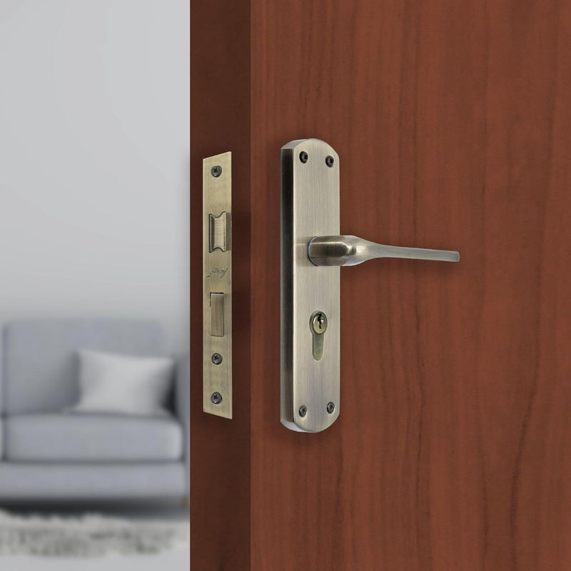 Godrej Locking Solutions and Systems Godrej Mortise Door Lock Handle Set 1CKEM02 Antique Brass Finish6Lever Lock 3 Keys Double Throw5 Handle LeftRight Handed Door OperationMortise Lock with Latch for Home Main Door7696  - Image 1