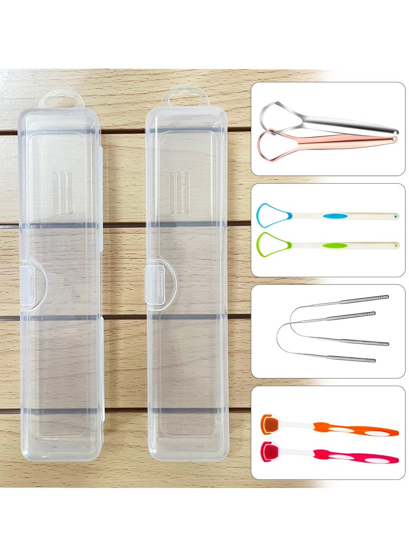 Y&D SYOSI 2 Pcs Tongue Scraper Cases, Travel Cases for Clear Storage Boxs Scraper/Dental Floss/Toothbrush/Chopsticks/Stationery Transparent Organize Home Use - Image 3