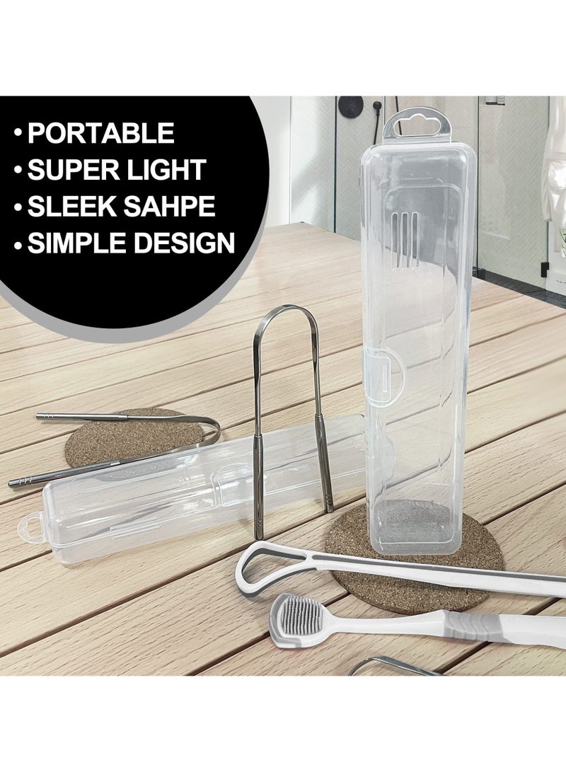 Y&D SYOSI 2 Pcs Tongue Scraper Cases, Travel Cases for Clear Storage Boxs Scraper/Dental Floss/Toothbrush/Chopsticks/Stationery Transparent Organize Home Use - Image 4