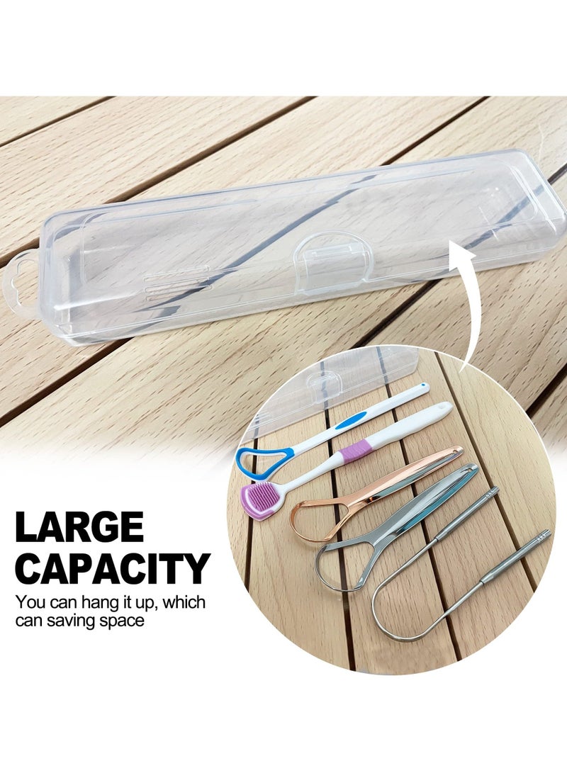 Y&D SYOSI 2 Pcs Tongue Scraper Cases, Travel Cases for Clear Storage Boxs Scraper/Dental Floss/Toothbrush/Chopsticks/Stationery Transparent Organize Home Use - Image 2