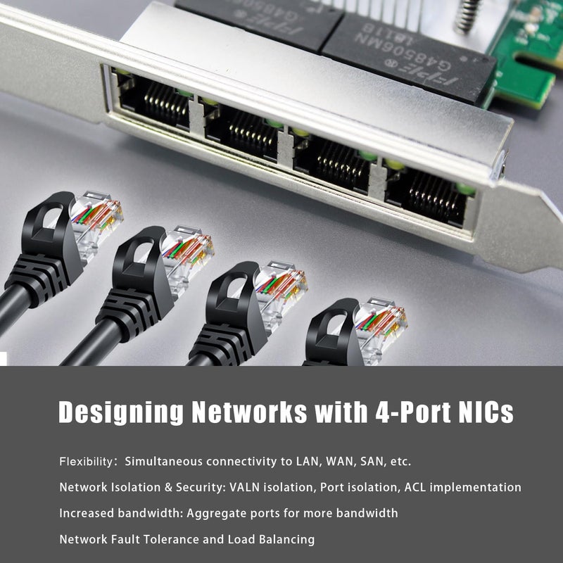GLOTRENDS ST7387 4-Port Gigabit PCIe Ethernet Network Card, 4 x RTL8111H Chip, 4 x RJ45 LAN Port, PCIe X1 Installation - Image 3