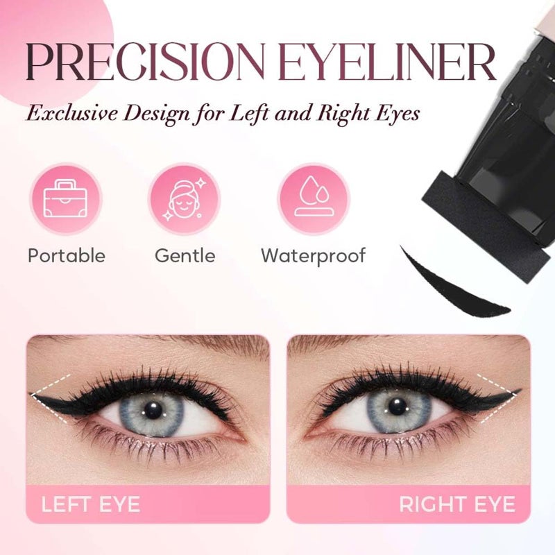 Gireatick 2PCS Gel Eyeliner Pencil Set, Foldable Eyeliner Stamp for Perfect Wings, Innovative Design Eye Liner Stamp for Daily Makeup, Smudge Proof Eyeliners Pen for Beginners (Black & Brown) - Image 3