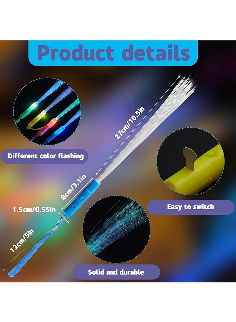 دوركو حزمة من 10 عصا الألياف البصرية للأطفال، LED ضوء حتى عصا الوهج، الوهج في إمدادات الحزب المظلم، LED عصا الوهج الوهج العصا المتوهجة متعددة الألوان عصا الوهج للحزب - Image 2