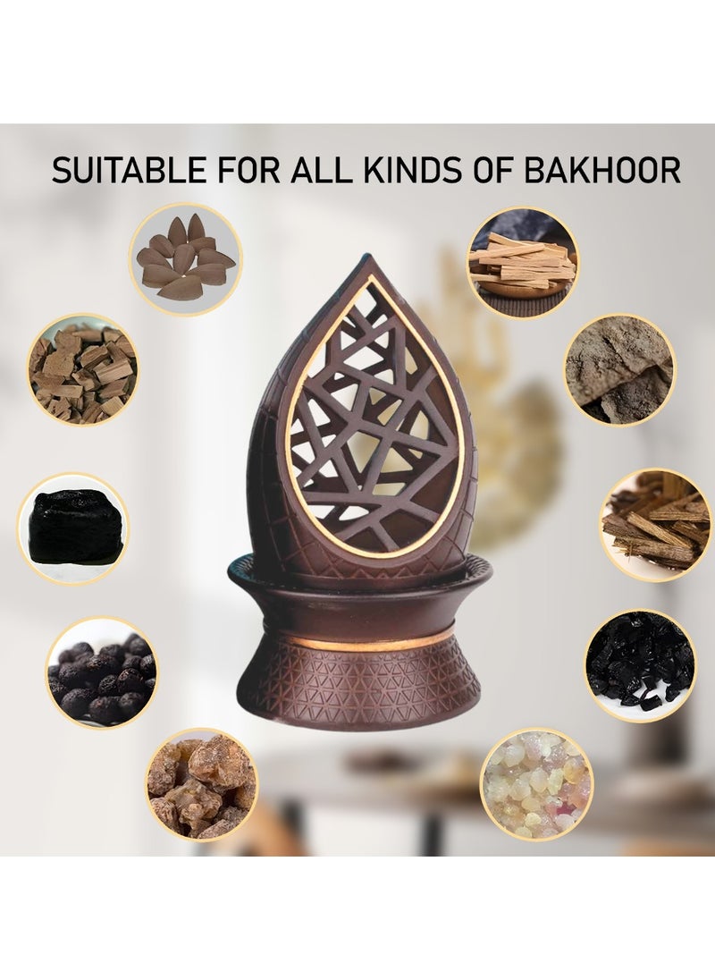 Bakhoor BoSidin Elegant Tear Drop Design Resin Incense Burner, Bakhoor Oud Holder with Metal Tray Censer for Yoga, Aromatherapy, Bedroom, Home & Office  - Image 3