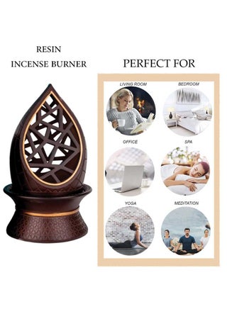 Elegant Tear Drop Design Resin Incense Burner, Bakhoor Oud Holder with Metal Tray Censer for Yoga, Aromatherapy, Bedroom, Home & Office - view 4