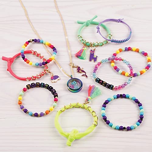 Make It Real Mega Jewelry Studio|Create 50 Pieces of Jewelry|872 Pcs of Beads,Gems,Waxed Cord,Charms,Metal Locket,Gold Curb Chain,Tassels,Jump Rings,Bead Mat|DIY Arts & Crafts, Girls 8+|Made in India - Image 4