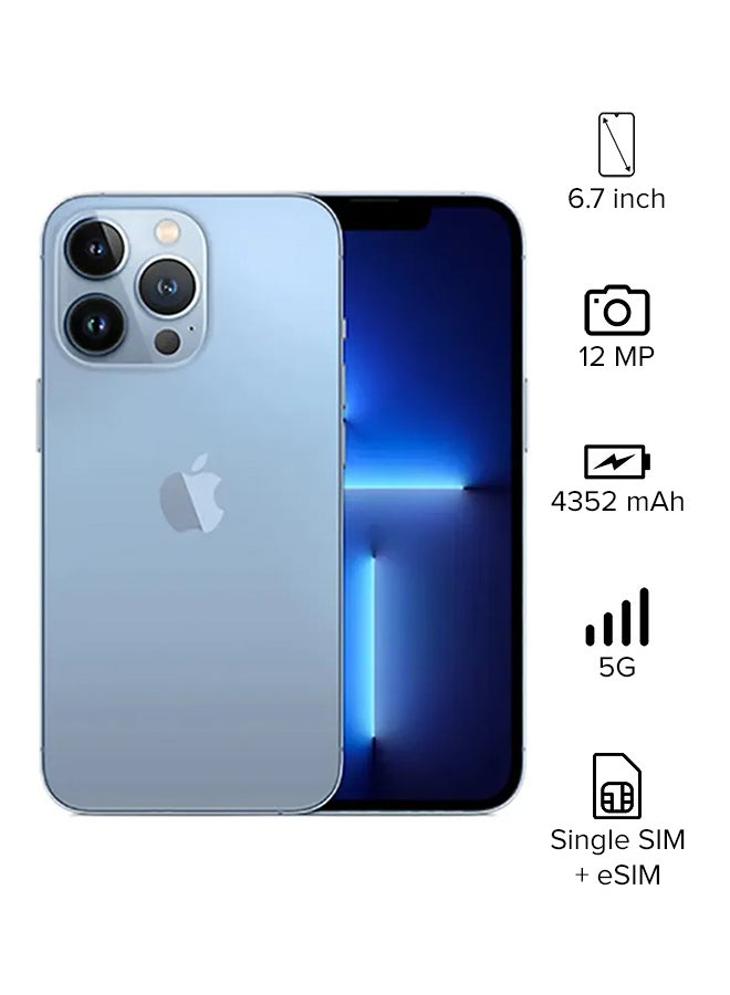 ابل  هاتف آيفون 13 برو ماكس بذاكرة داخلية 256 جيجابايت ويدعم تقنية 5G مع تطبيق فيس تايم، بلون أزرق سييرا - إصدار عالمي - Image 1