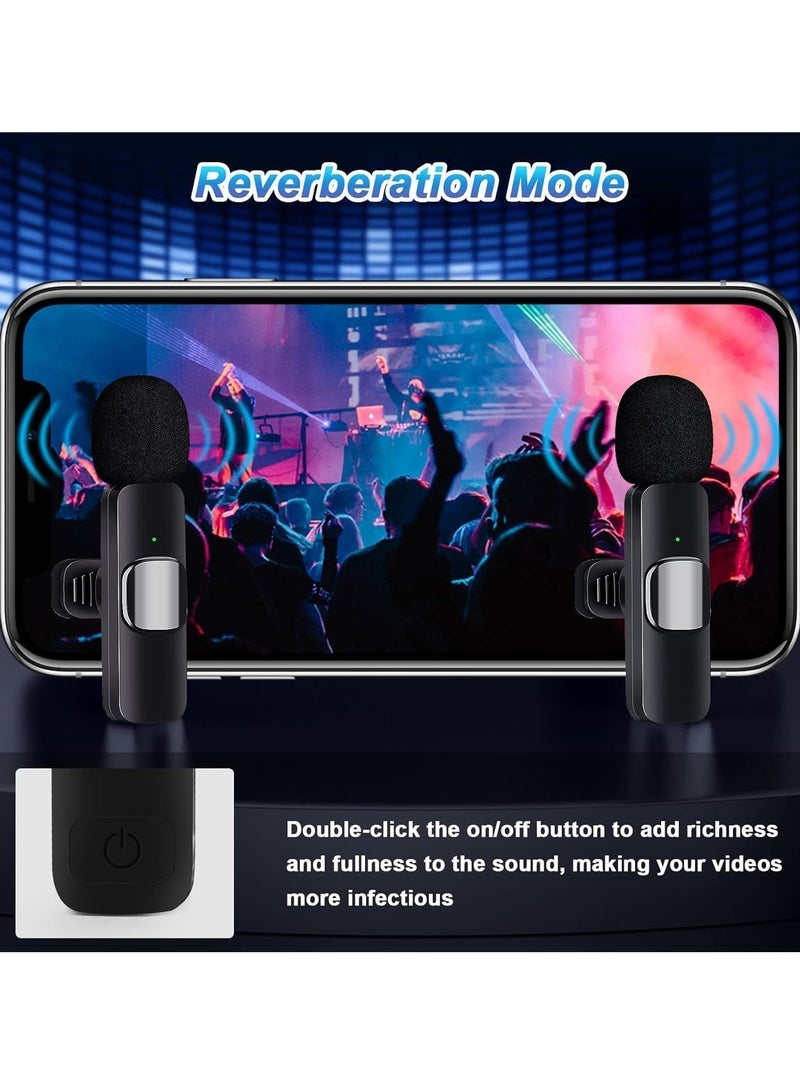 TIGER New Microphone for iPhone – Omnidirectional Wireless Lapel Microphone with Double Noise Cancelling, Reverberation Mode – Professional Mic for Video Recording, Podcasting, YouTube & TikTok  - Image 3