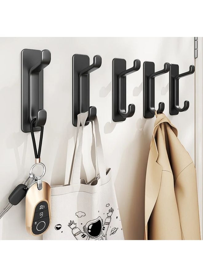 5pcs Black Adhesive Hooks Multi Purpose Hanging Organizer For Home Wall Mounted Storage - Image 5