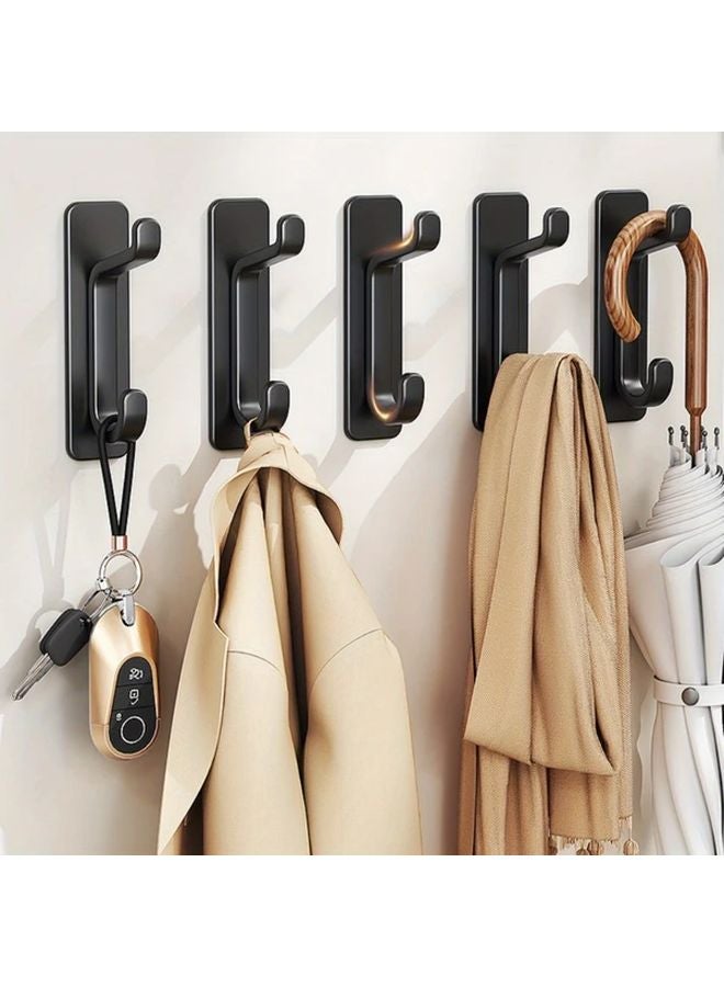 5pcs Black Adhesive Hooks Multi Purpose Hanging Organizer For Home Wall Mounted Storage - Image 3