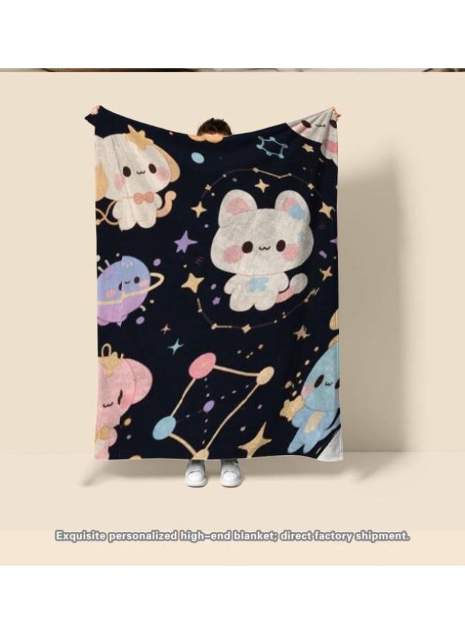 عام بطانية رقيقة من الفانيلا الكرتونية للأطفال أو الطلاب (دافئة ومريحة ومناسبة للنوم والألعاب) 100 سم * 150 سم - Image 3