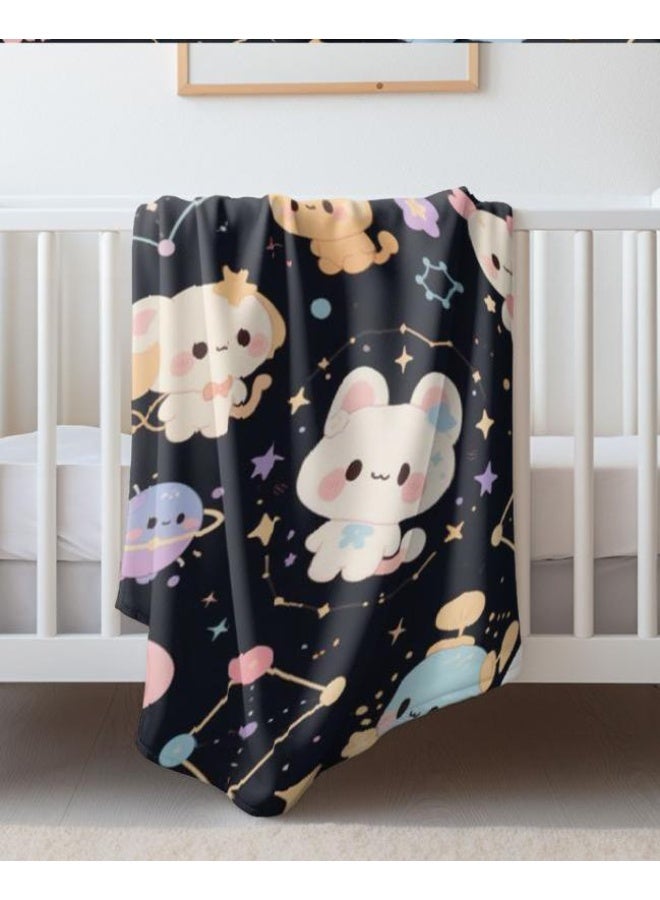 عام بطانية رقيقة من الفانيلا الكرتونية للأطفال أو الطلاب (دافئة ومريحة ومناسبة للنوم والألعاب) 100 سم * 150 سم - Image 1