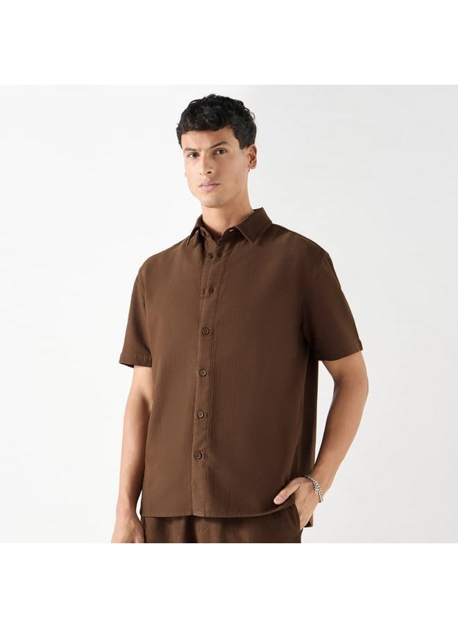 Iconic Iconic Textured Shirt with Short Sleeves  - Image 1