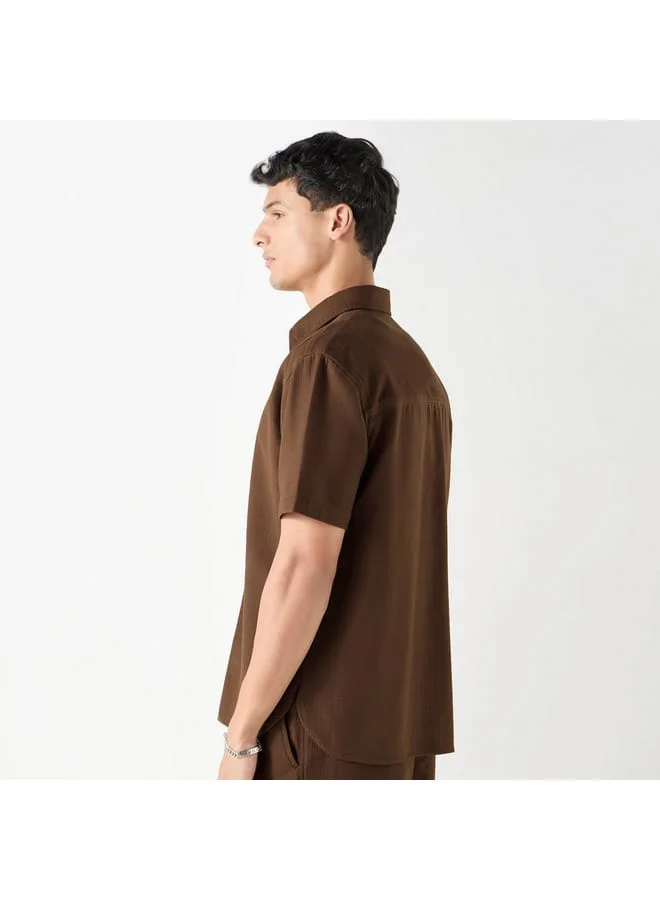 Iconic Iconic Textured Shirt with Short Sleeves