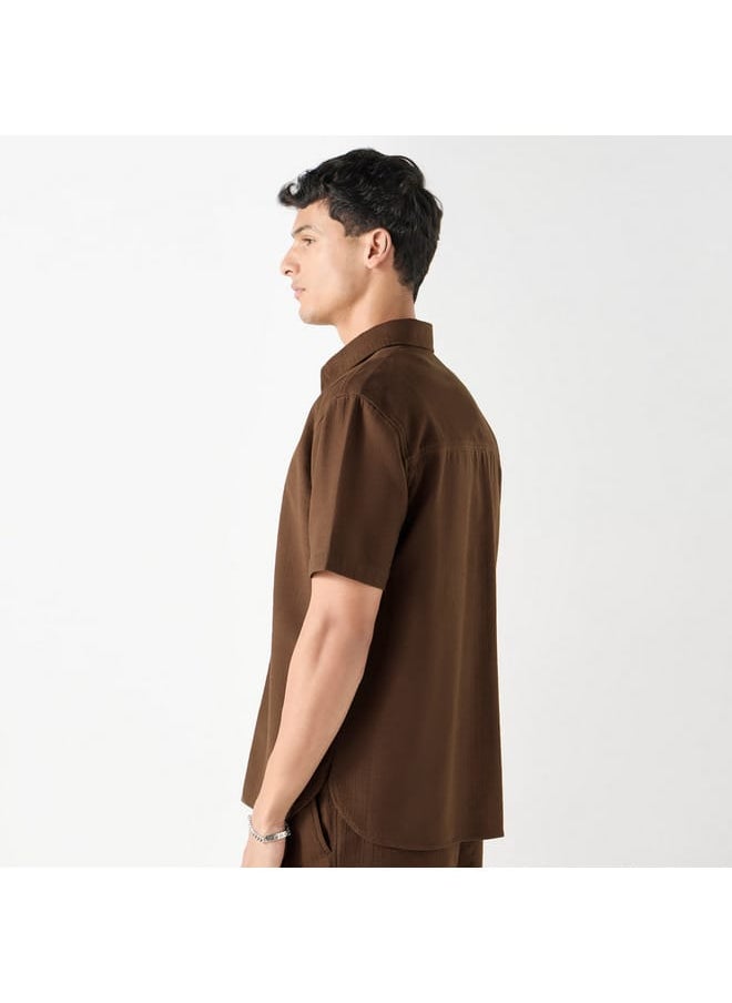 Iconic Iconic Textured Shirt with Short Sleeves  - Image 3