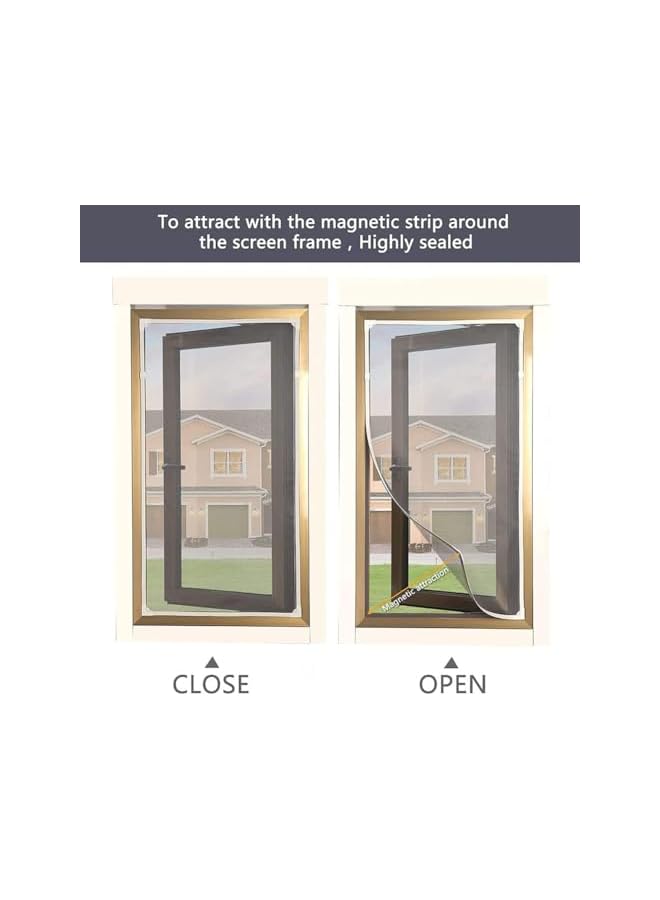 The Bros شاشة نافذة مغناطيسية قابلة للتعديل شبكة مغناطيسية سهلة التركيب شاشة طيران شبكة ناموسية نافذة شاشة حشرات بشريط لاصق ذاتي (80x100 سم) - Image 3