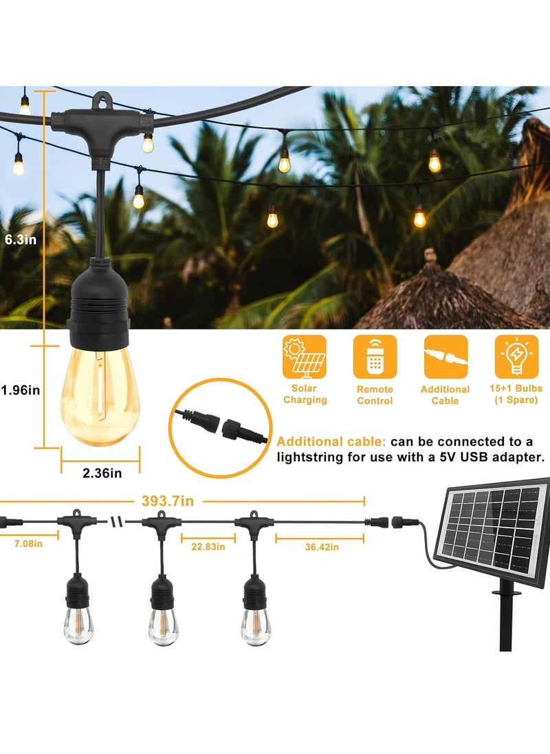 توكو - لمبات LED بالطاقة الشمسية S14 15 | سلسلة أضواء خارجية بطول 15 مترًا (50 قدمًا) | أبيض دافئ | شاتربروف | IP65 سلاسل إضاءة معلقة مقاومة للماء لحفلات الزفاف، الفناء، داخلي، حفلة خارجية، حديقة - Image 1
