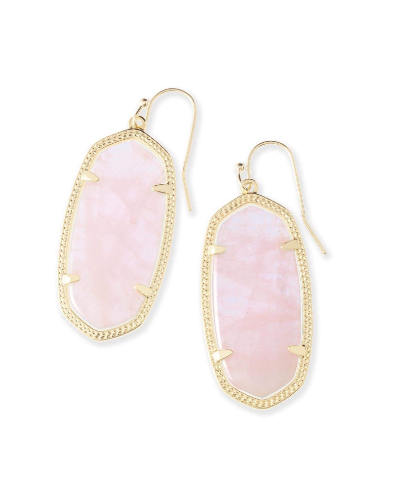 Kendra Scott أقراط كيندرا سكوت إيل دروب للنساء، مجوهرات عصرية، مطلية بالذهب عيار 14، كوارتز وردي - Image 1