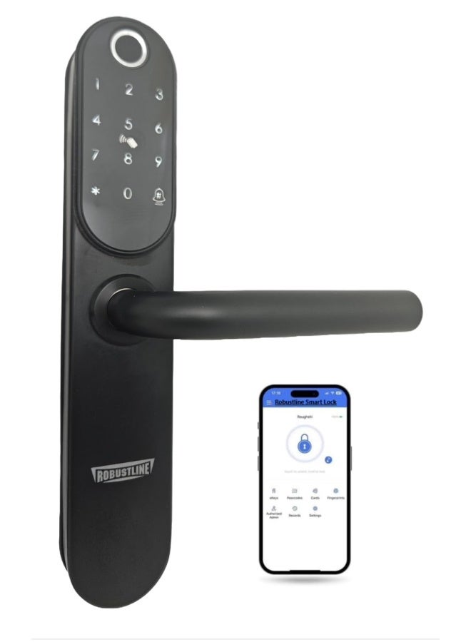 ROBUSTLINE Outdoor Electronic Smart Lock For Front Door With 5 Function- Fingerprint Mobile App Passcode Smart Ic Card Metal Key 2 Years Warranty Rbsl1030B - Image 1