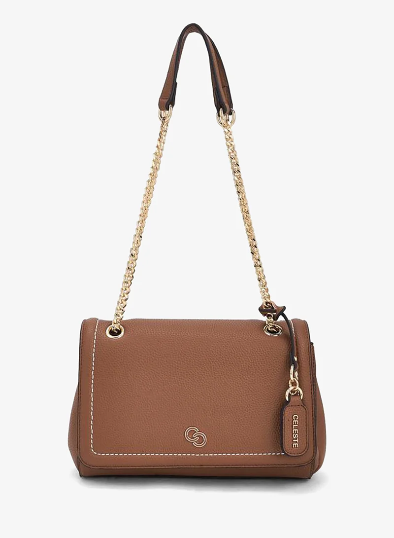 سيليست Contrast Stitch Design Crossbody Bag With Chain Strap