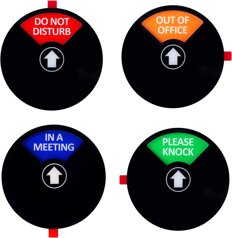Kichwit Privacy Sign for Office Door, Do Not Disturb, Out of Office, Please Knock, In a Meeting, Conference Sign for Offices, 5 Inch, Black - Image 1
