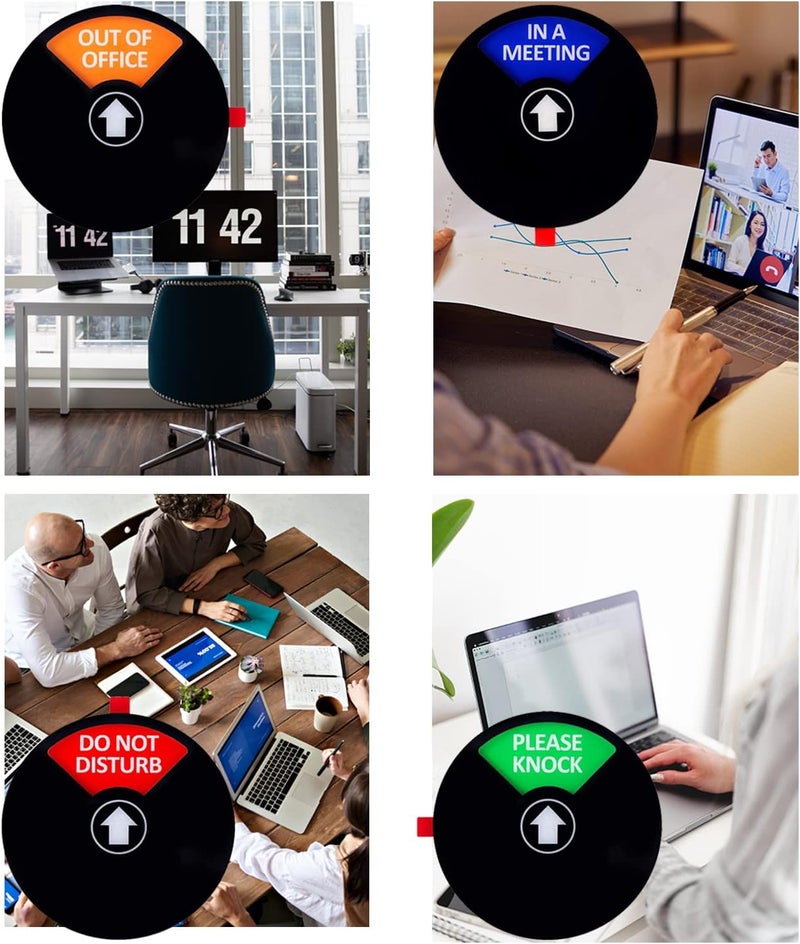 Kichwit Privacy Sign for Office Door, Do Not Disturb, Out of Office, Please Knock, In a Meeting, Conference Sign for Offices, 5 Inch, Black - Image 3