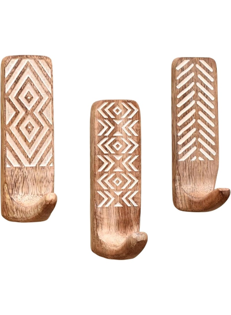 3 حزمة لا ضرر خشب جدار خطايات - خطايات جدار لاصقة - Boho مفتاح ديكور جدار خطايات للتعليق - شنقات خشبية - معطف لاصق خطايات جدار جبل - منشفة خطايات للحمام جدار مثبت-Style1 - Image 5