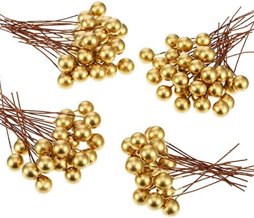 Partunay Pack of 50 Golden Berries Fake Berries for Christmas Xmas Decoration Christmas Decoration Items Christmas Tree Decoration Ornaments