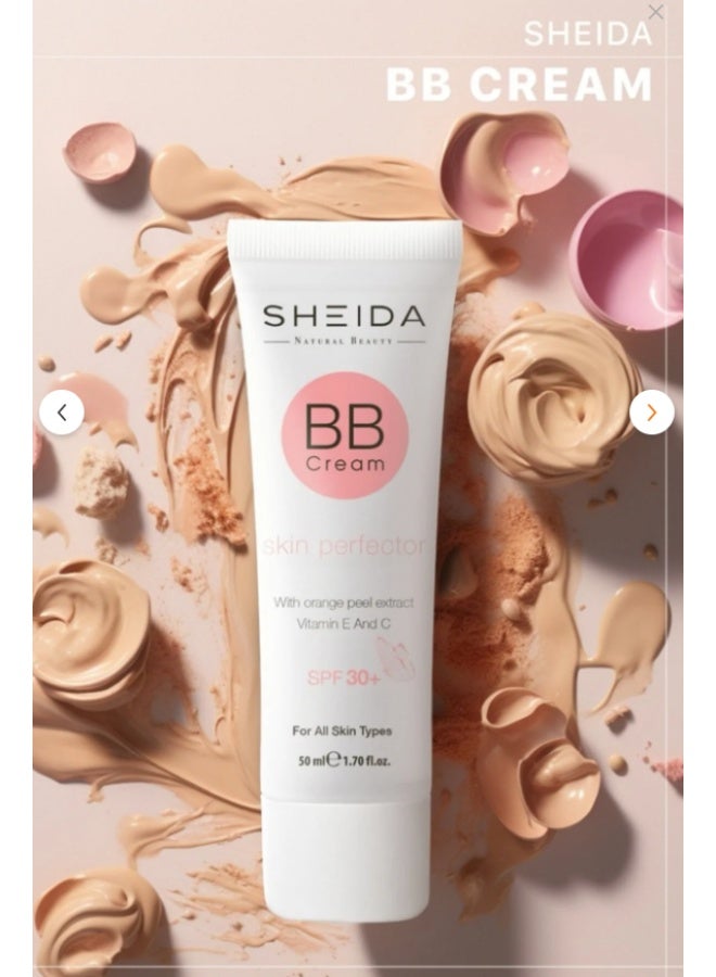 شيدا كريم بي بي بعامل حماية من الشمس SPF30 - تغطية كاملة، مضاد للتجاعيد، لون موحد، لمسة نهائية مطفية مسائية، لون فاتح 50 مل - Image 5