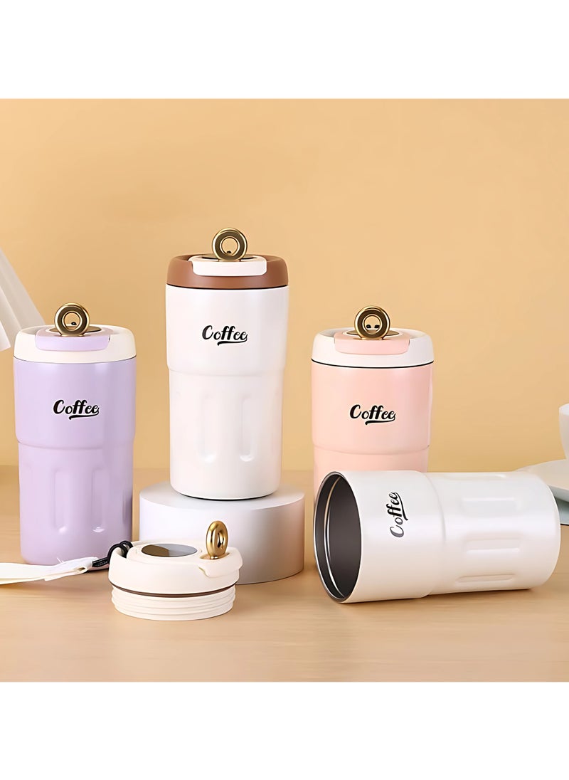 Twisoo - Twisoo Coffee Thermos with Smart Temperature Display, 500ml Stainless Steel Leak-Proof Travel Mug, Hot & Cold, Cream - Image 1