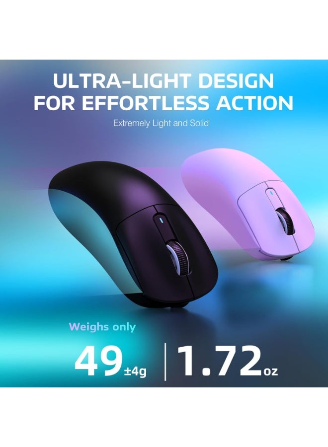 هجوم القرش ماوس ألعاب لاسلكي خفيف الوزن X3 مع وضع ثلاثي 2.4 جيجاهرتز/USB-C سلكي/بلوتوث، 26 ألف نقطة في البوصة، مستشعر بصري PAW3395، مفتاح Kailh GM8.0، 5 أزرار قابلة للبرمجة لأجهزة الكمبيوتر الشخصية/ويندوز/ماك - أسود - Image 3