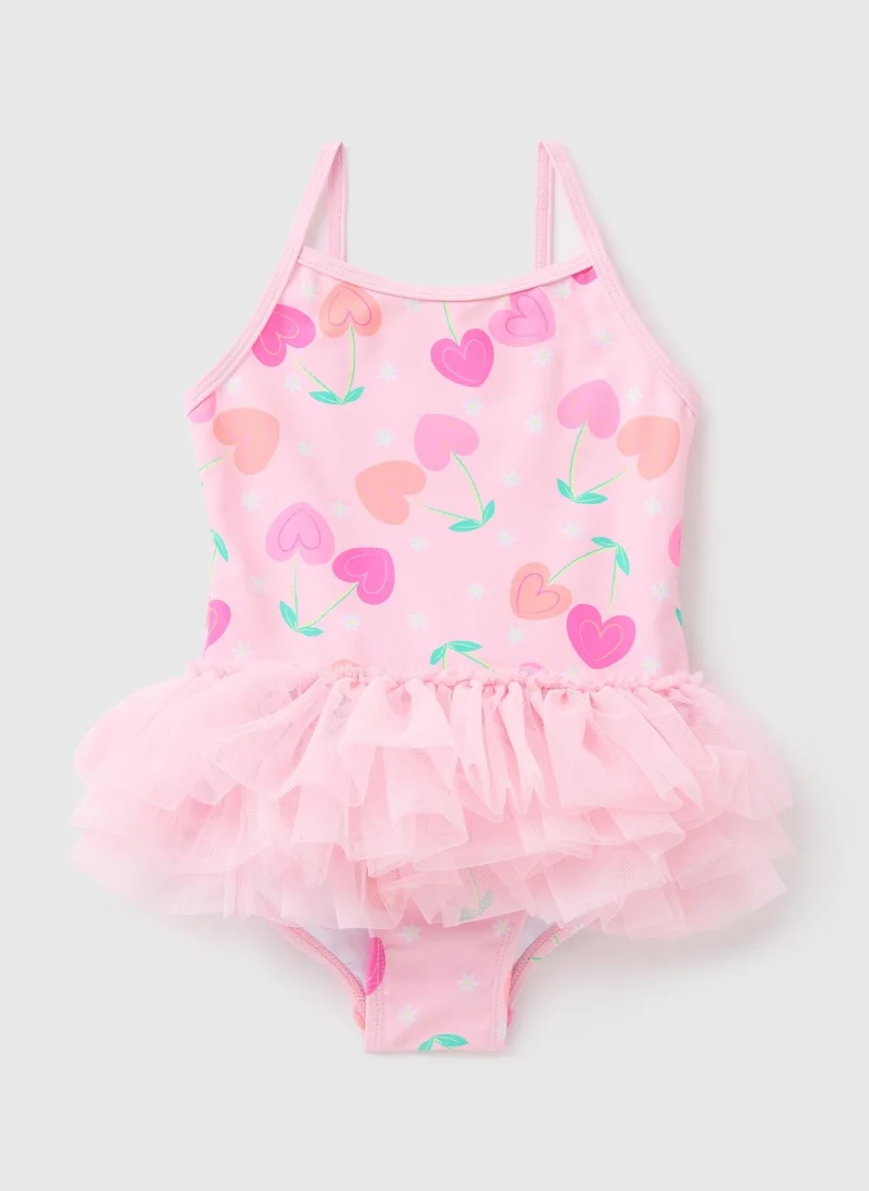 Matalan Girls Pink Cherry Tutu Swimsuit
