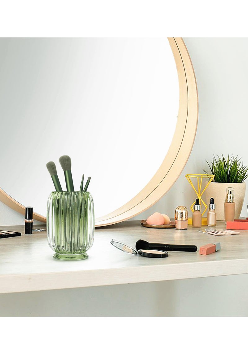 Excefore Makeup Brush Holder Organizer, Glass Makeup Holder, Eyebrow Pencil Storage Cup Holder, Pen Pencil Holder Organizer for Vanity, Bathroom Counter, for Office, Classroom, Home, Green - Image 3
