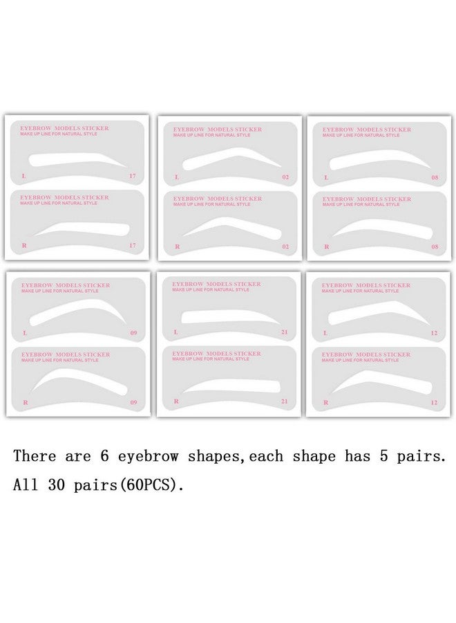 GOETOR 60 Pcs Eyebrow Stencils 6 Styles Non Woven Shaping Grooming Stencil Kit Eyebrow Drawing Guide Makeup Template Diy Tools For Beginners - Image 5
