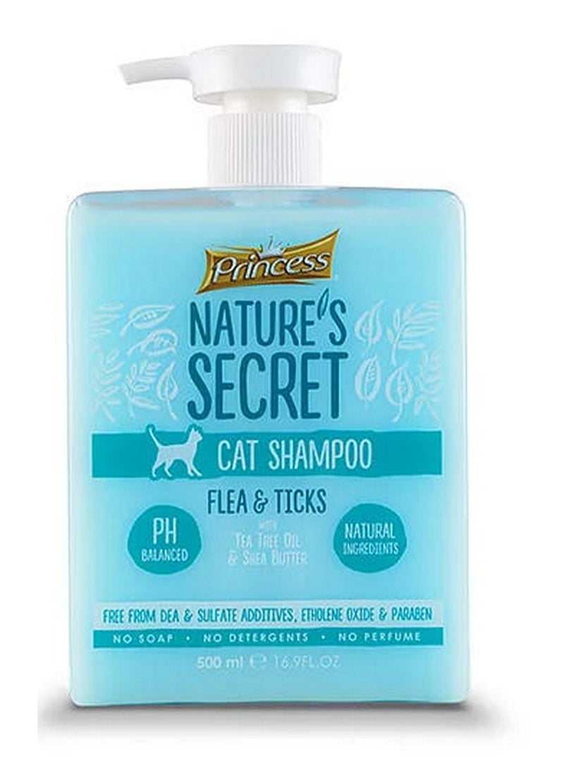 Princess Nature’S Secret Cat Shampoo Flea & Ticks With Tea Tree Oil & Shea Butter 500 ML 