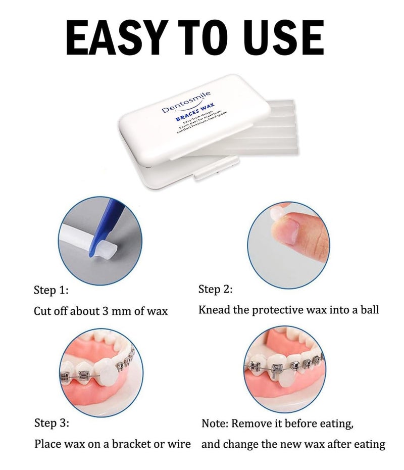 Dentosmile Unisex Adult Dental Orthodontic Wax For Braces/Bracket Gum - 5 Strips Per Box/Pack Of 1 - Image 3