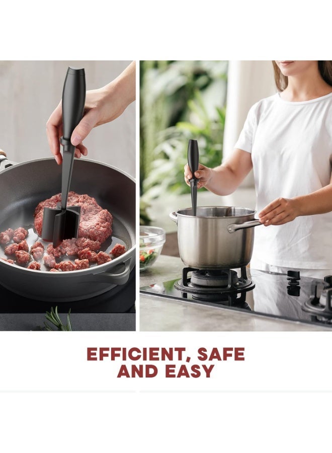 Premium Heat Resistant Meat Chopper for Hamburger & Ground Meat, 5-Blade Nylon Food Masher, Non-Stick Mix Chopper for Kitchen Cooking - Image 3