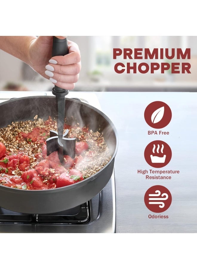 Premium Heat Resistant Meat Chopper for Hamburger & Ground Meat, 5-Blade Nylon Food Masher, Non-Stick Mix Chopper for Kitchen Cooking - Image 4