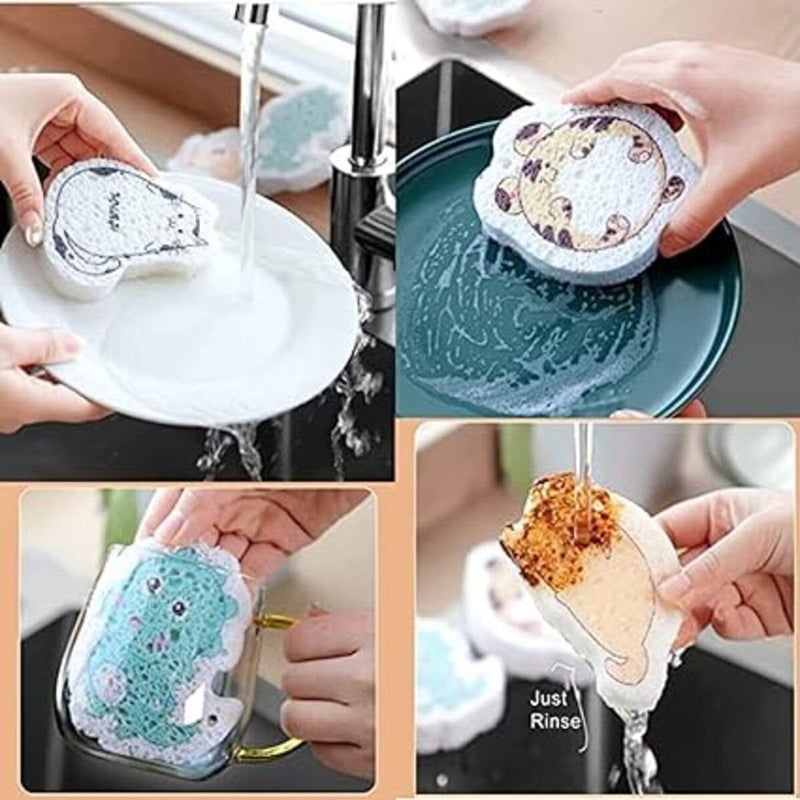 KITQO Cleaning Dish Sponge for Kitchen Reusable Compressed Wood Pulp Cleaning SpongesQuick Drying Non Scratch Sponge for Use in Kitchens Bathroom More Pack of 4 - Image 3
