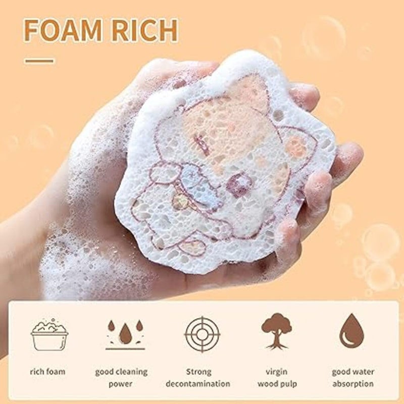 KITQO Cleaning Dish Sponge for Kitchen Reusable Compressed Wood Pulp Cleaning SpongesQuick Drying Non Scratch Sponge for Use in Kitchens Bathroom More Pack of 4 - Image 4