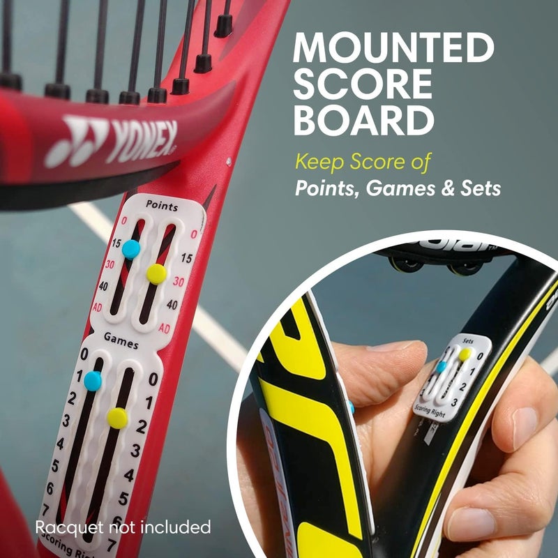 Scoring Right Portable Tennis Racket and Padel Scorekeeper, Easily Mounted Small Score Board to Keep Score of Points, Games, and Sets, ITF Conforming and Lightweight Mini Score Keeper, 1.9g, White - Image 2