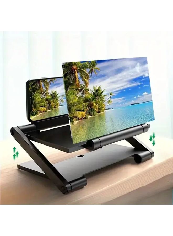 مكبر الهاتف الذكي الأسود 8 بوصة، مكبر فيديو عالي الدقة مع آلية انزلاقية لألعاب الآيفون والقراءة - Image 1